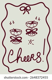 Retro Aestésico Poster Design Óculos Cheers Doodle Modelo Vetor Design