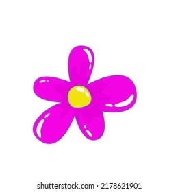 Retro aesthetic y2k, psychedelic acid trippy daisy flower. 70s, 80s, 90s cartoon style. Set element smile emoji. Creative vector illustration. Funny cartoon character. Pop art aesthetic y2k