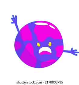 Retro Aesthetic Y2k, Psychedelic Acid Trippy Planet Earth. 70s, 80s, 90s Cartoon Style. Set Element Smile Emoji. Creative Vector Illustration. Funny Cartoon Character. Pop Art Aesthetic Y2k.