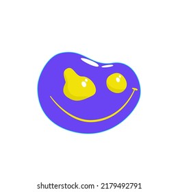 Retro aesthetic y2k, psychedelic acid trippy smile. 70s, 80s, 90s cartoon style. Set element smile emoji. Creative vector illustration. Funny cartoon character. Pop art aesthetic y2k