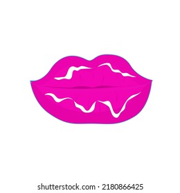 Retro aesthetic y2k, psychedelic acid trippy mouth lips. 70s, 80s, 90s cartoon style. Set element smile emoji. Creative vector illustration. Funny cartoon character. Pop art aesthetic y2k