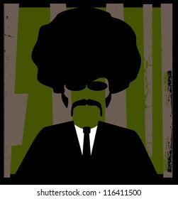  retro afro man with suit and tie grunge design