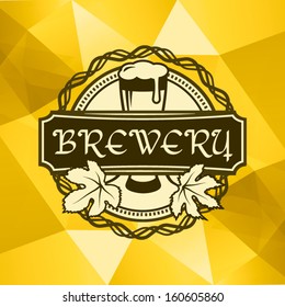 retro aged styled seal of beer nightclub bar on polygon creative crystal scene pattern excellent as a template of advertisement classical cream texture bar abstraction scene golden rich celebrating si