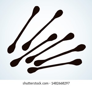 Retro aid bath waste utensil light backdrop. Dark ink hand drawn modern neat nurse wax cure logotype pictogram emblem design in vintage art contour print style on paper text space. Close up macro view