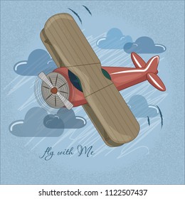 retro airplane among the clouds