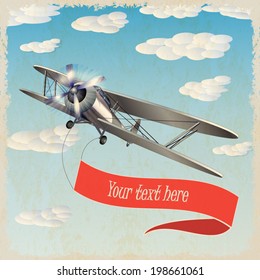 retro airplane with banner