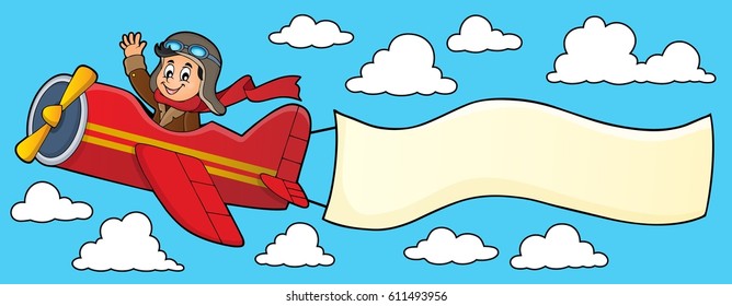 Retro airplane with banner theme 4 - eps10 vector illustration.