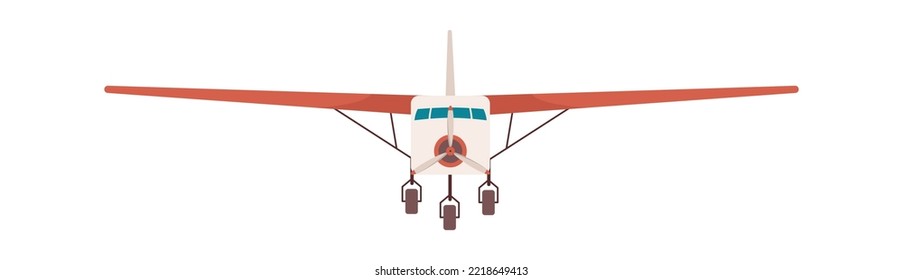 Retro airplane front view flat illustration