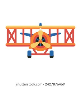 Retro-Flugzeug-Symbol in flachem Design. In: Old Style Plane Front View.