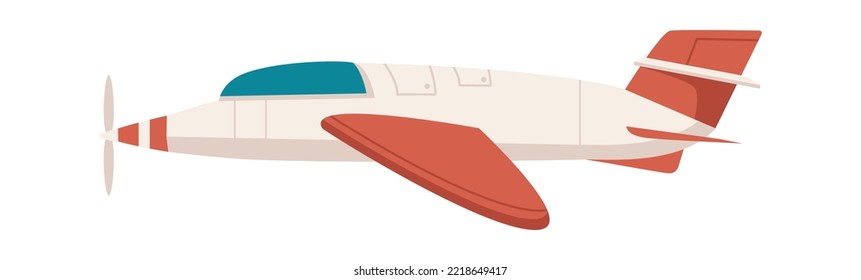 Retro airplane side view flat illustration