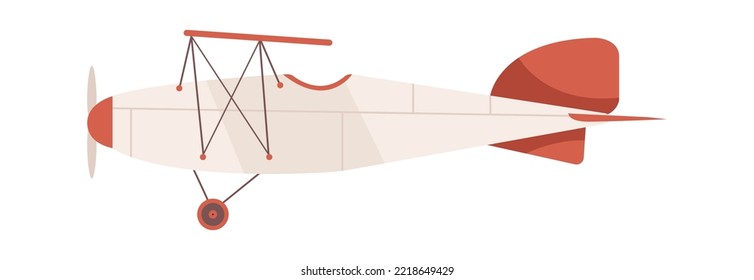 Retro airplane side view flat illustration