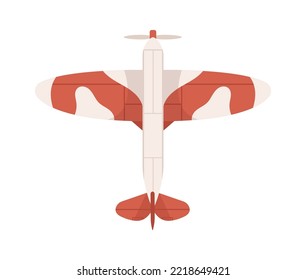 Retro airplane top view flat illustration