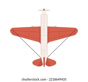 Retro airplane top view flat illustration