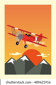 Retro Airplane. Vector illustration