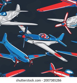 Retro airplanes seamless pattern background wallpaper