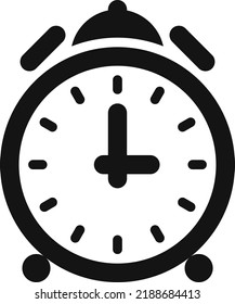 Retro alarm clock black icon. Time symbol