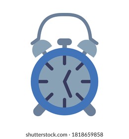 Retro Alarm clock Flat Style Vector Illustration on White Background