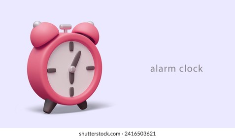 Retro alarm clock model. Clock with analog dial, numbers and hands