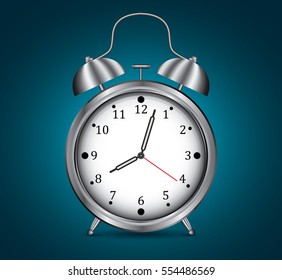 Retro alarm clock realistic, vector illustration