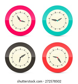 Retro Alarm Clock Set Illustration Isolated on White Background