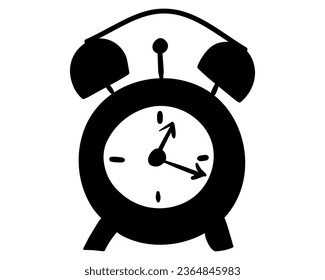 Ilustración vectorial de la silueta de reloj de alarma retro. Aislado sobre fondo blanco