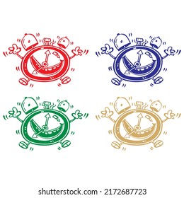 Ilustración del vector de reloj de alarma retro. Reloj De Alarma Aislado En Fondo Blanco
