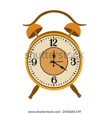 Retro alarm clock. Wake up symbol. Hand drawn vector illustration isolated on white background. Modern flat cartoon style.