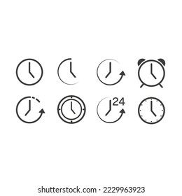 Retro alarm clocks set icons, great design for any purposes. Time management concept. Modern technology. Business technology. Flat style vector illustration. White background. Stopwatch icon set.