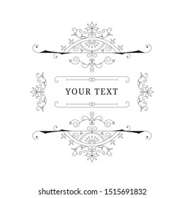 Retro alcohol label. Elegant flourish frame and borders