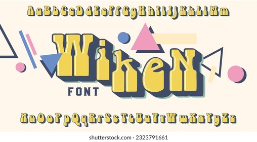 Retro alphabet design with shadow on the font, vector alphabet vintage style