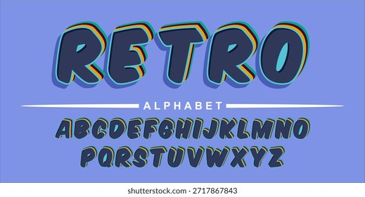 Retro Alphabet Display with Bold 3D Lettering and Shadow Effect
