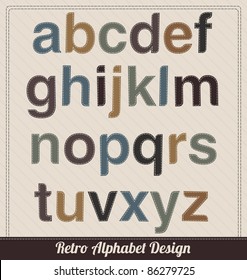 Retro Alphabet Fabric Lowercase Stock Vector (Royalty Free) 86279725 ...