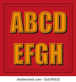 Retro alphabet font from a - h beautifully executed