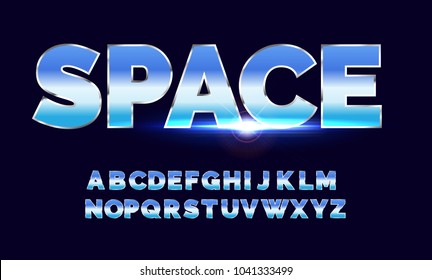 Retro alphabet font. Sci-fi future style. Vector typeface for flyers, headlines, posters etc