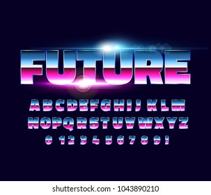 Retro Alphabet Font. Sci-fi Future Style. Vector Typeface For Flyers, Headlines, Posters Etc