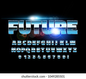 Retro alphabet font. Sci-fi future style. Vector typeface for flyers, headlines, posters etc