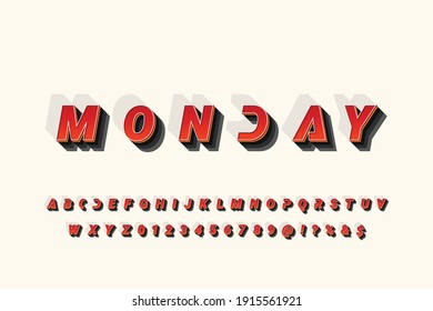 retro alphabet font, typeface design, red style background