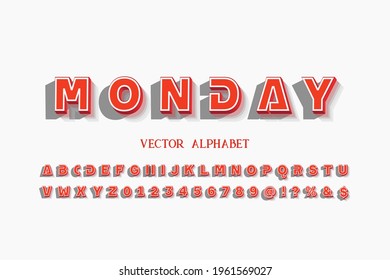 retro alphabet font, typeface design, red style background