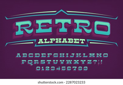 Retro alphabet font. Vintage letters and numbers. Vector typeface for your typography design.