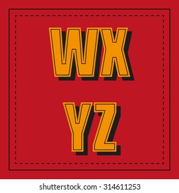 Retro alphabet font from w - z beautifully executed