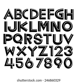 Retro Alphabet fonts and numbers Vector EPS10