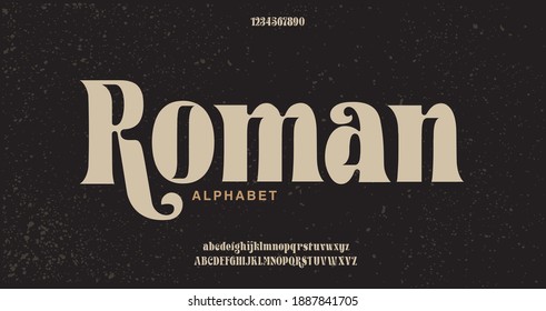 Retro alphabet letters font and number. unique serif font. Classic Lettering Minimal Fashion Designs. Typography fonts regular uppercase and lowercase. vector illustration