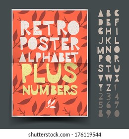 Retro alphabet set for art and craft poster's design, vector illustration. 