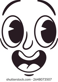 Expressão de emoticon de face espantada retrô