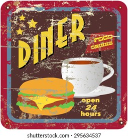 retro american diner sign,fictional artwork, vector illustration