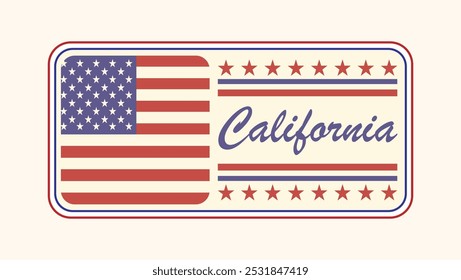 Retro American Flag mit California Typografy