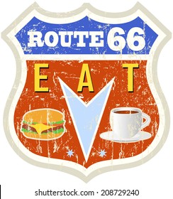 retro american route sixty six diner sign