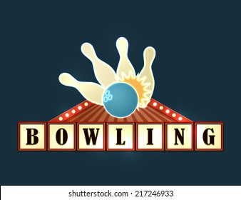 Retro american style bowling marquee. EPS10 vector illustration.