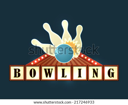 Retro american style bowling marquee. EPS10 vector illustration.