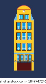 Retro Amsterdam isolated. Flat vector stock illustration. Retro logo, emblem with the facade of Amsterdam, Europe. Single facade of Amsterdam house as a logo for design. Isolated illustration